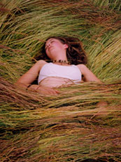 woman in hay